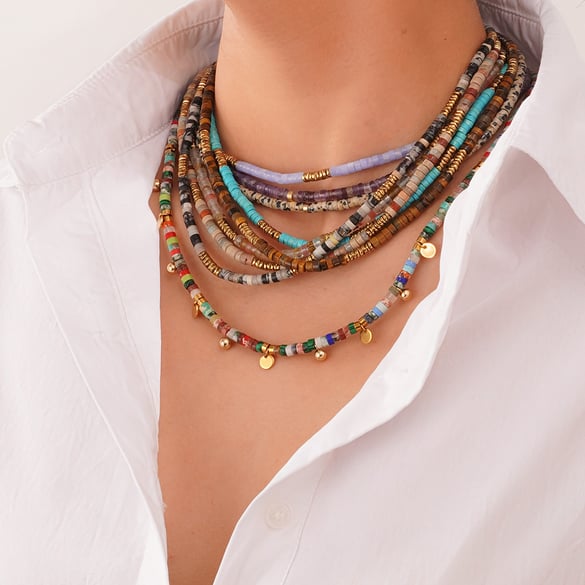 Bohemian Natural Stone Beads Women's Beaded Necklaces
