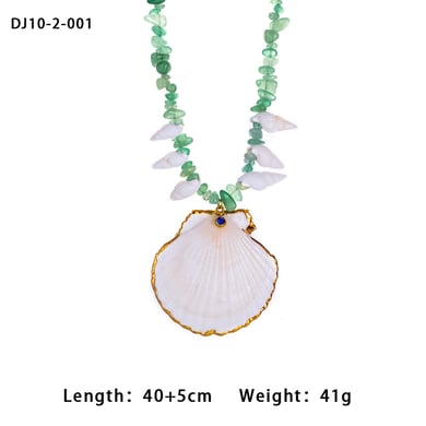 Green Aventurine Beads Sea Shells Women's Pendant Necklaces h5 Picture2
