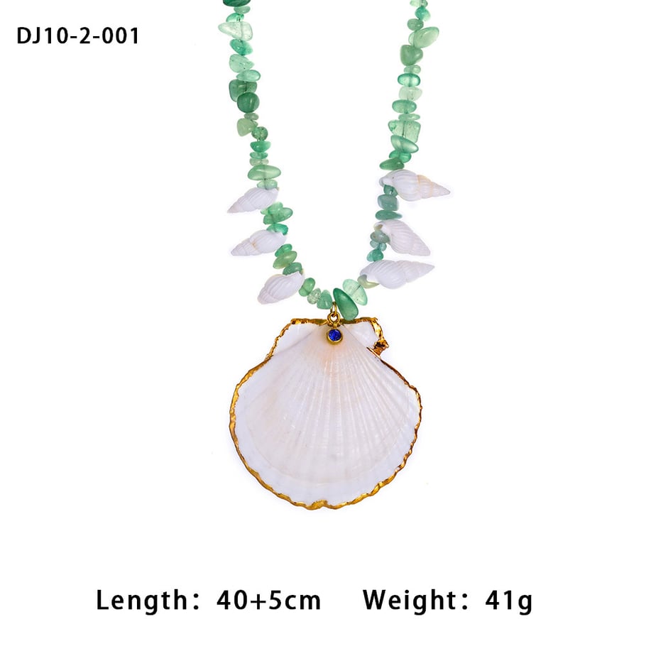 Green Aventurine Beads Sea Shells Women's Pendant Necklaces Picture2
