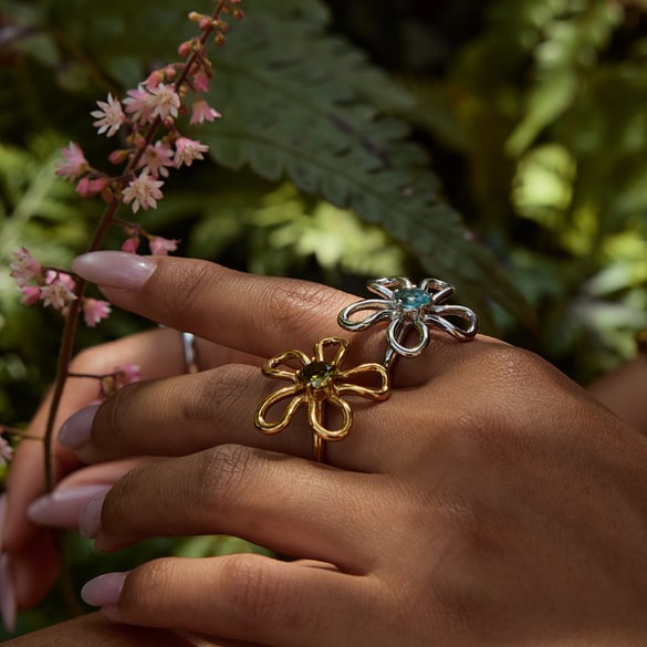 Zoete bloem roestvrij staal goudkleurige statement ringen