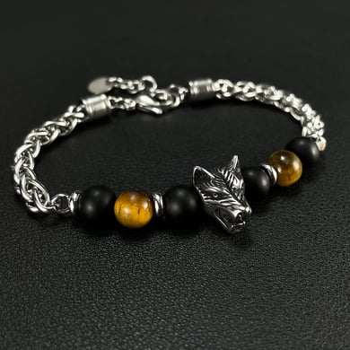 1 Piece Rugged Wolf Head Stainless Steel Men's Bracelets h5 Picture3