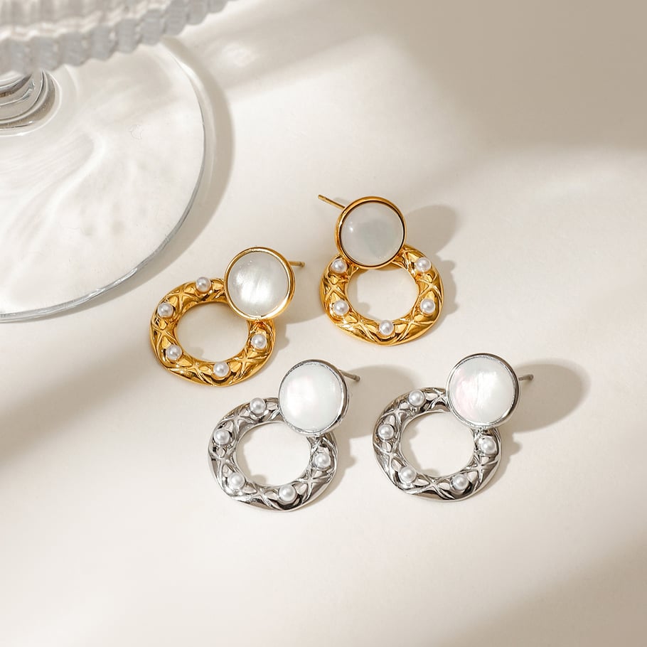 1 Pair Retro Stainless Steel Gold Color Women's Drop Earrings Picture4