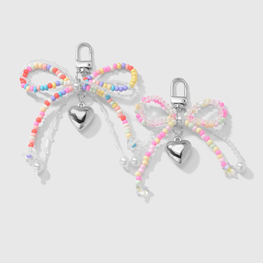 Colorful Beaded Bow Knot Bag Charms Picture3