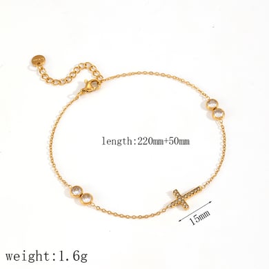 Sophisticated Zircon Stainless Steel Gold Color Women's Chain Necklaces h5 