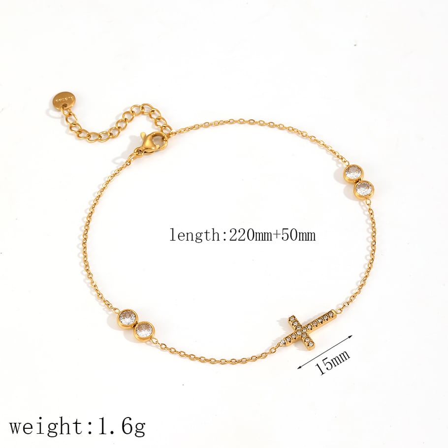 Sophisticated Zircon Stainless Steel Gold Color Women's Chain Necklaces 
