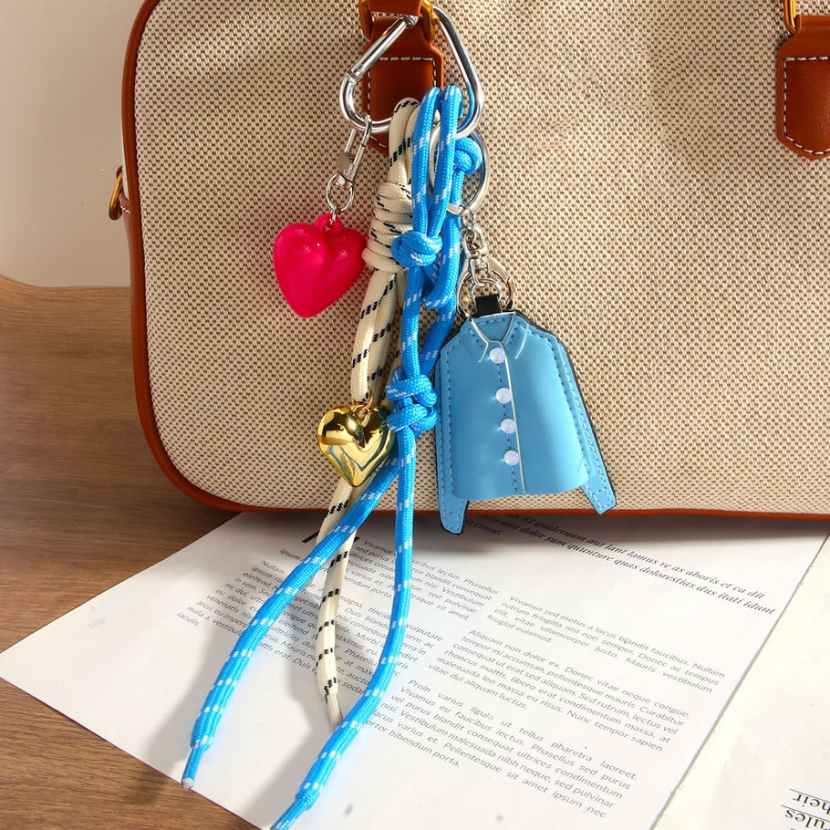1 Stück PU Blau Hemd Charme Schlüsselanhänger Liebe Geflochtene Seil Tasche Anhänger Bild4