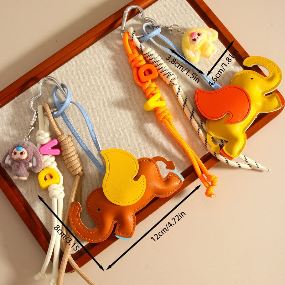 Cute Cartoon Elephant Alphabet Women's Bag Charms Picture6