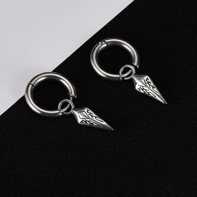 1 Pair Intricate Dart Shape Stainless Steel Men's Stud Earrings h5 Picture6