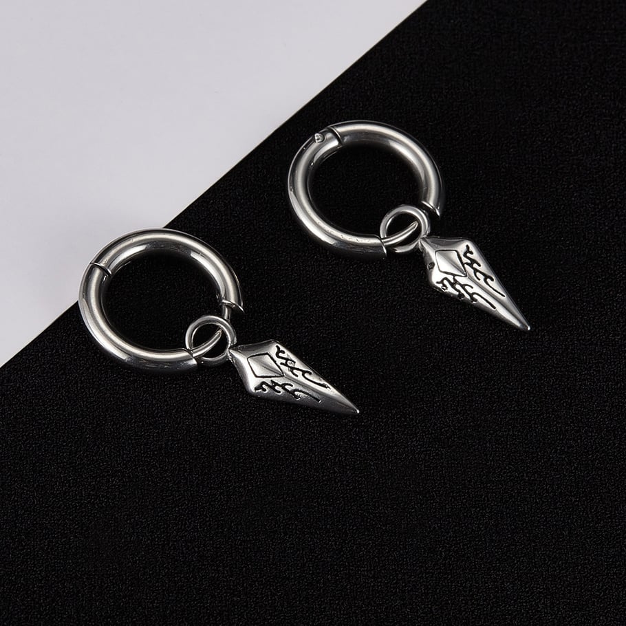 1 Pair Intricate Dart Shape Stainless Steel Men's Stud Earrings Picture6