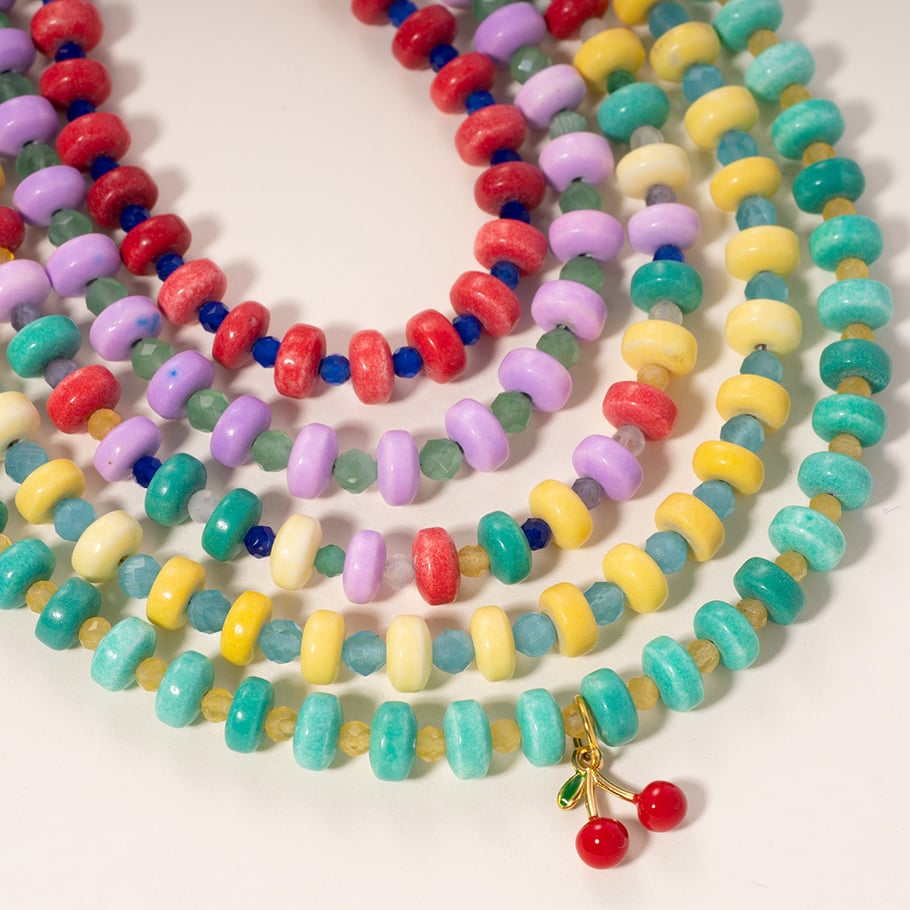 Vivid Nature Stone Beads Stainless Steel Gold Color Women's Beaded Necklaces Picture4