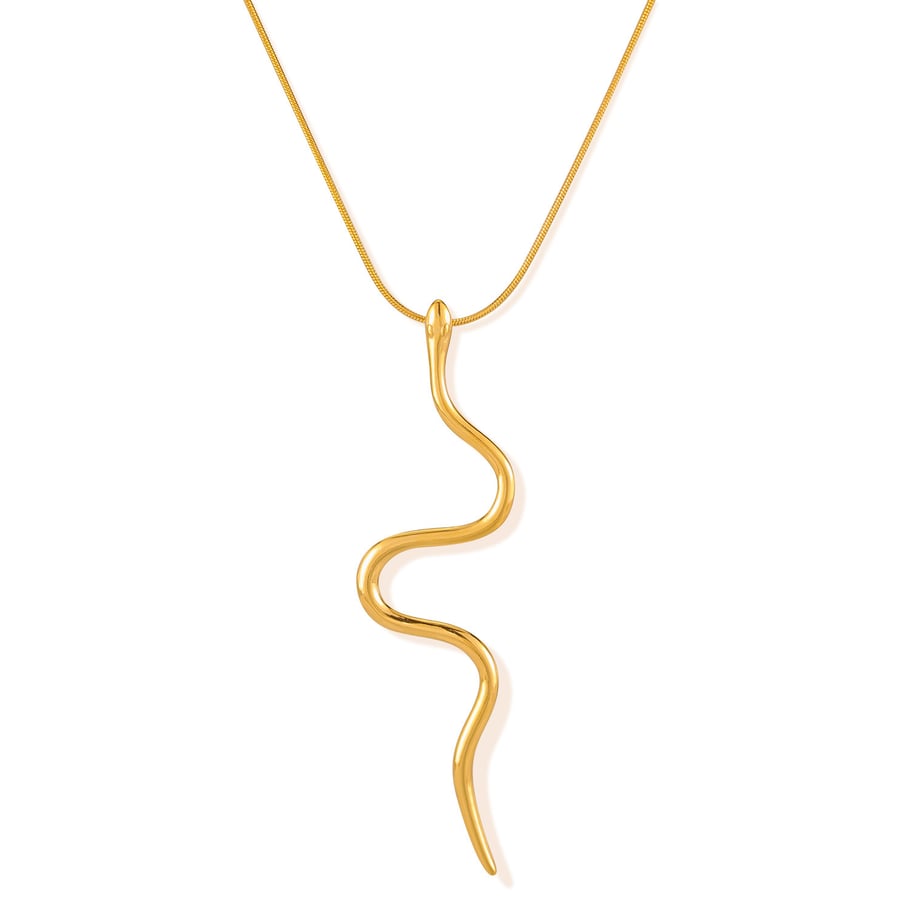 Collar con colgante de acero inoxidable dorado para mujer, serie simple, de animales, para uso diario, 1 unidad Imagen6