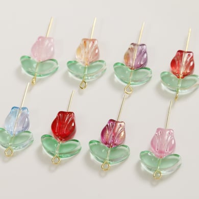 Exquisite Natural Tulip Glass DIY Jewelry Beads h5 Picture4