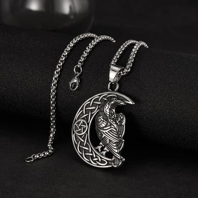 Vintage Crow Stainless Steel Men's Necklaces h5 Picture4