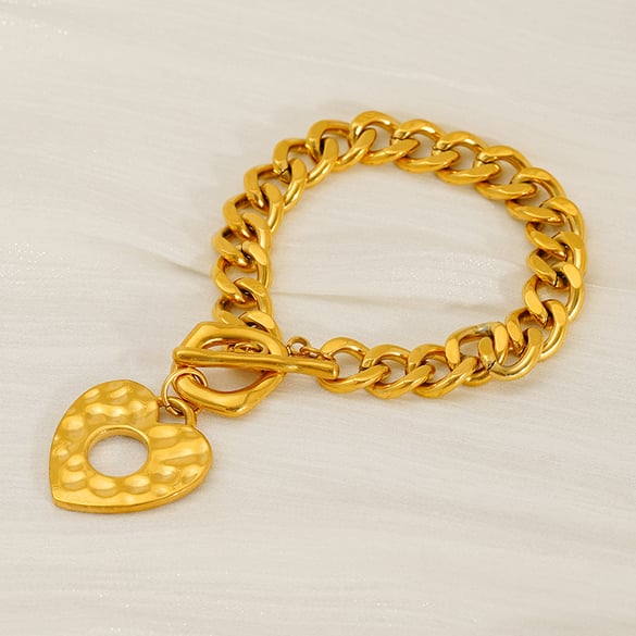 Heart Stainless Steel Gold Color Charm Bracelets 2