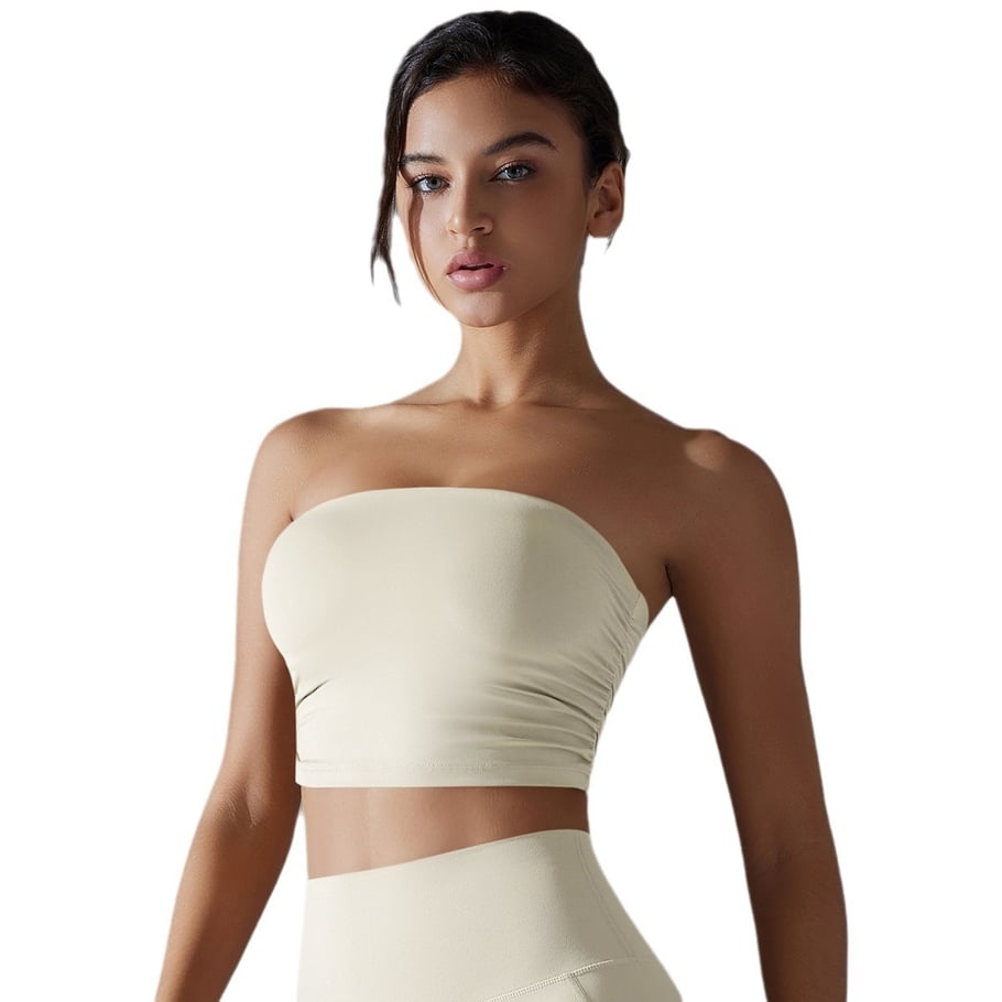 1 Piece Design Solid Color Yoga Wear Top Ruched Sheath Women's Sport Clothing Picture6