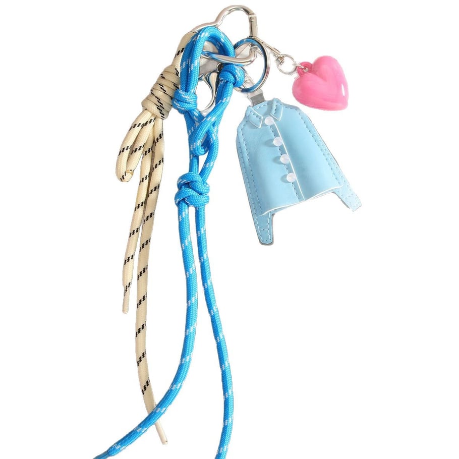 1Piece PU Blue Shirt Charm Key Chain Love Braided Rope Bag Pendant Picture6