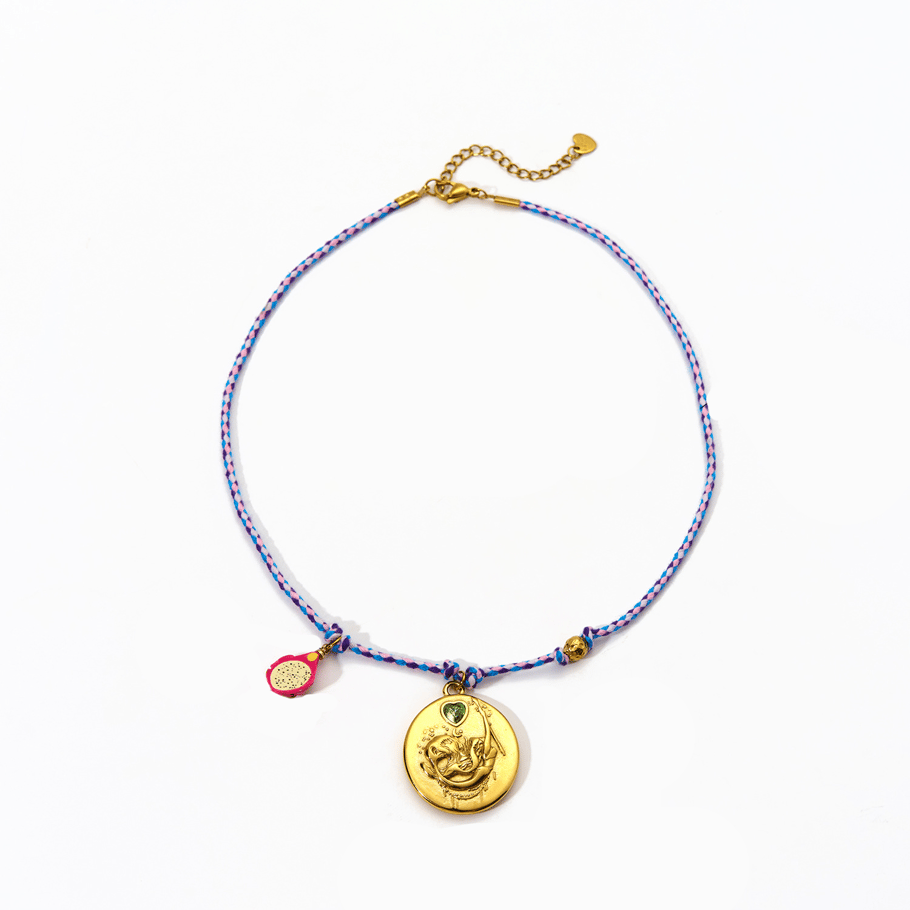 Constellation Series Retro Annular Stainless Steel Gold Color Women's Pendant Necklaces 
