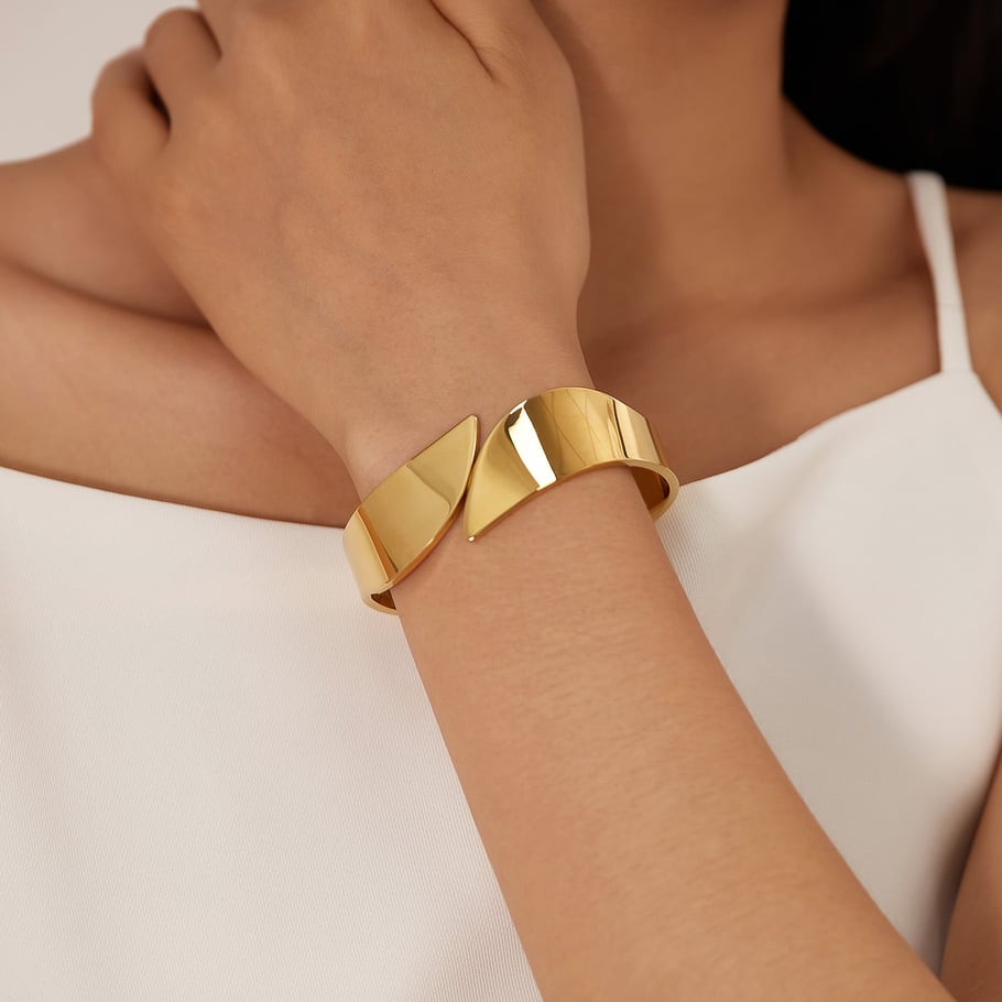1 Piece Minimalist Series Simple Circle Stainless Steel Gold Color Women's Bangles Picture4