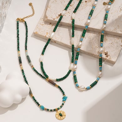 Bohemian Geometric Malachite Women's Beaded Necklaces h5 Picture3