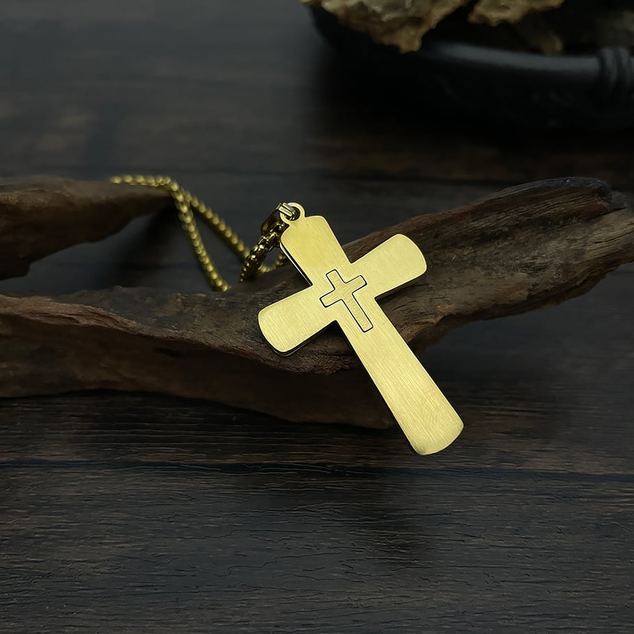 1 Piece Modern Cross Stainless Steel Gold Color Men's Pendant Necklaces Picture8