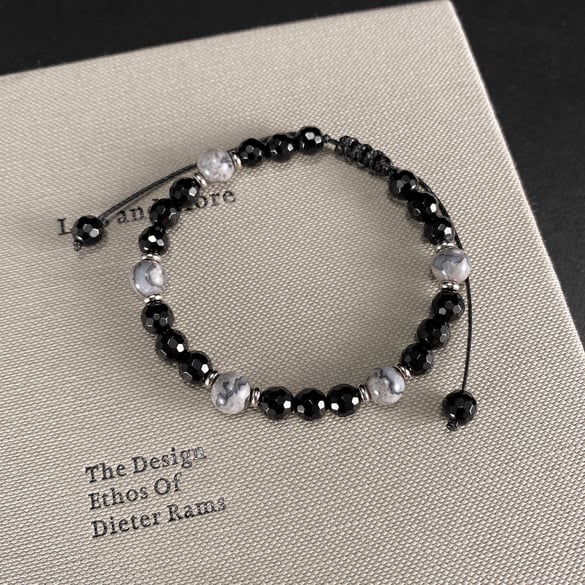 Delicate Series Ringförmige Herren-Perlenarmbänder aus schwarzem Achat