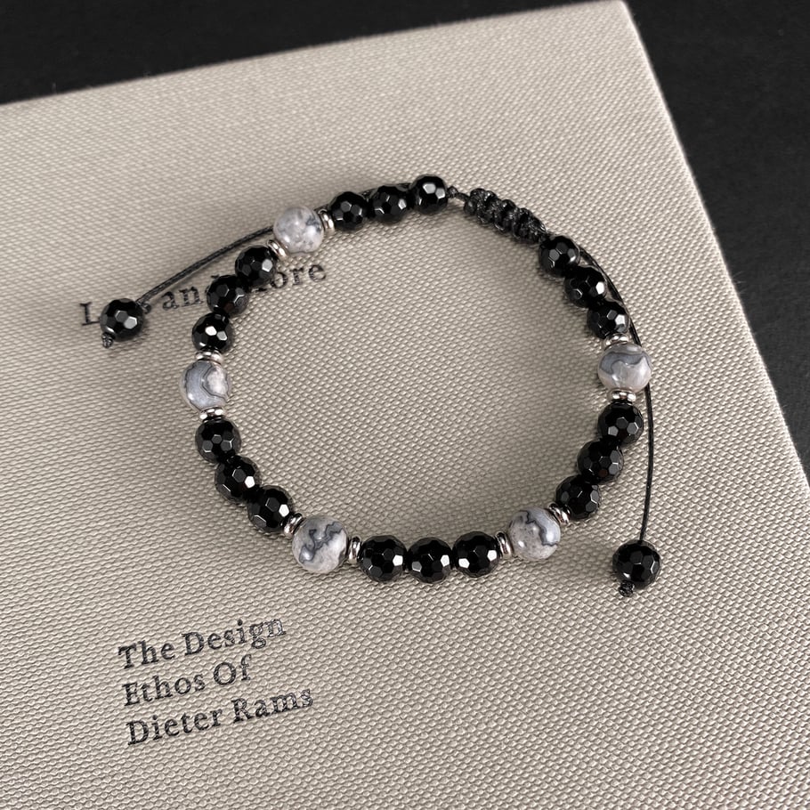 Delicate Series Annular Black Agate Men's Beaded Bracelets Picture3