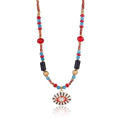 1 Piece Radiant Series Retro Chic Eye Stainless Steel Gold Color Women's Beaded Necklaces h5 Picture8