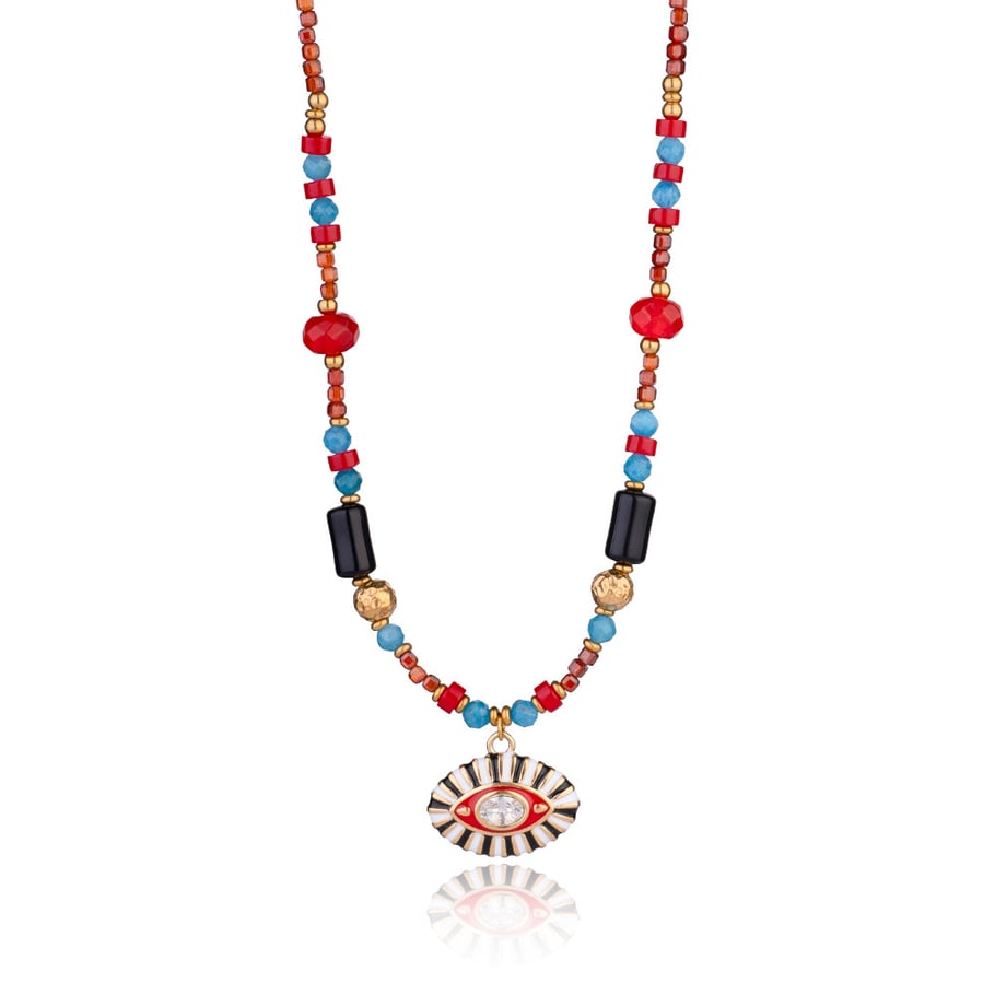 1 Piece Radiant Series Retro Chic Eye Stainless Steel Gold Color Women's Beaded Necklaces Picture8