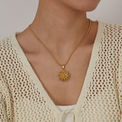 Collar con colgante de acero inoxidable retro de serie simple para mujer de 1 pieza h5 Imagen4