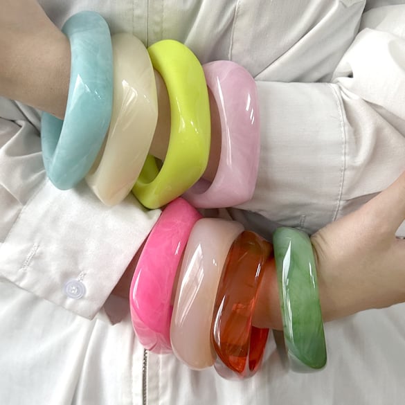 1 pieza de brazaletes de resina geométricos retro de serie simple para mujer 2