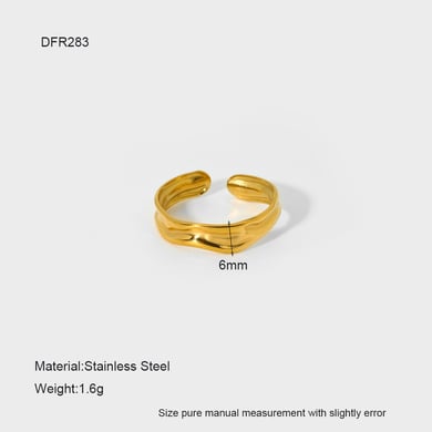 Simple and Versatile Gold Colored Stainless Steel Women's Ring h5 