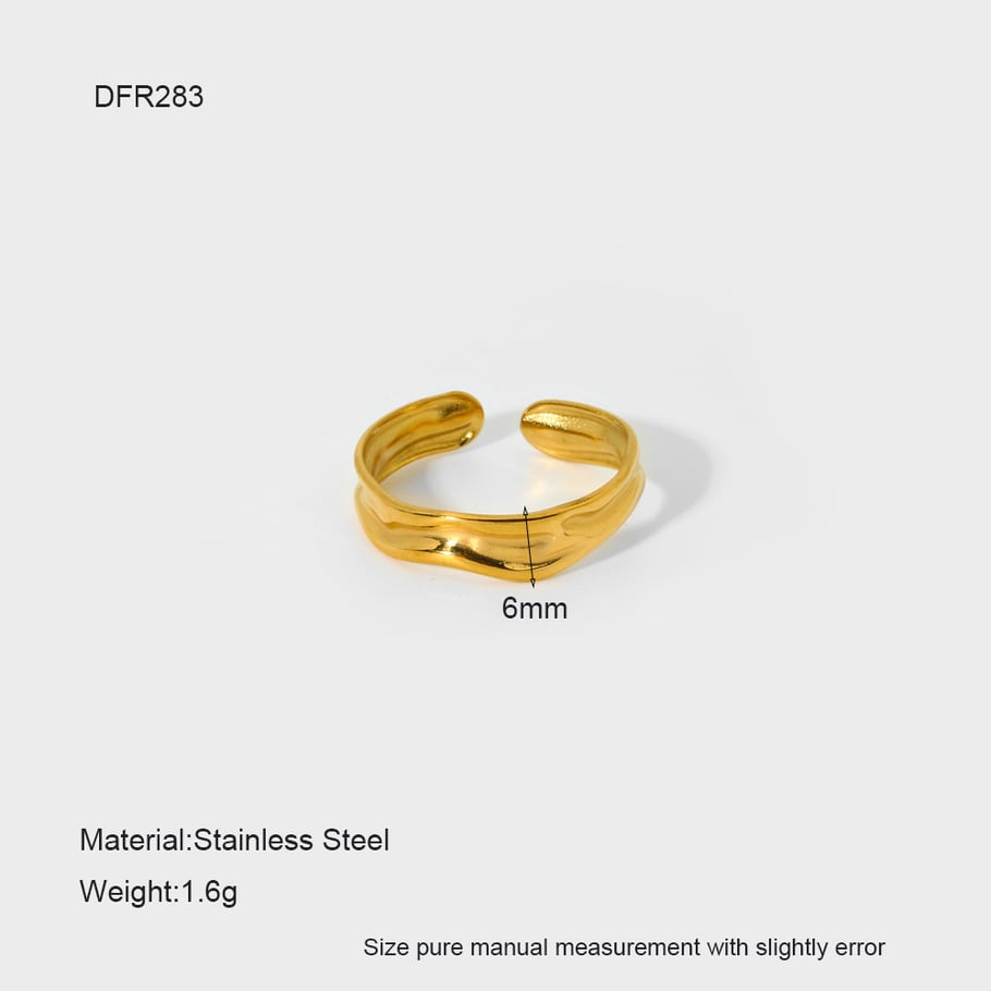 Simple and Versatile Gold Colored Stainless Steel Women's Ring 