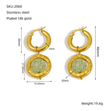 Orecchini pendenti in acciaio inossidabile color oro h5 Immagine2
