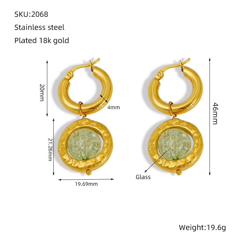 Orecchini pendenti in acciaio inossidabile color oro Immagine2