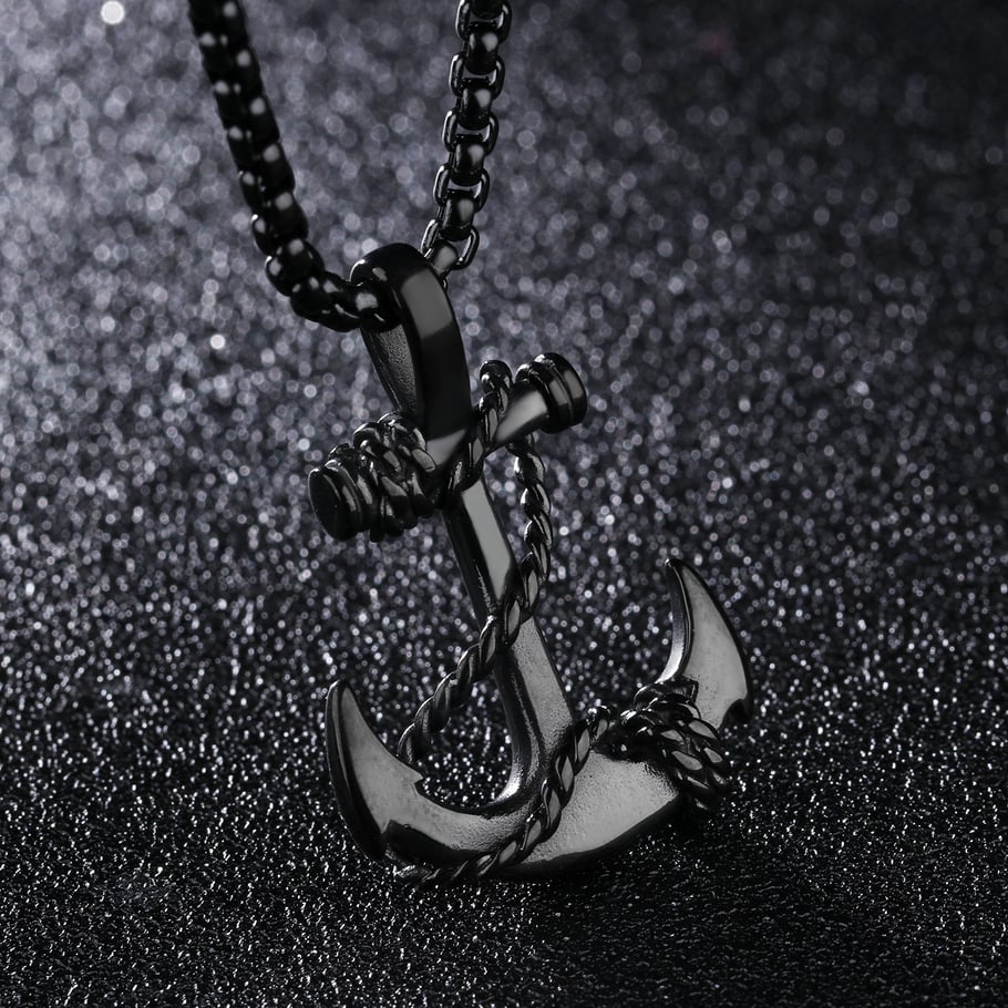 1 Piece Punk Boat Anchor Stainless Steel Men's Necklaces Picture6