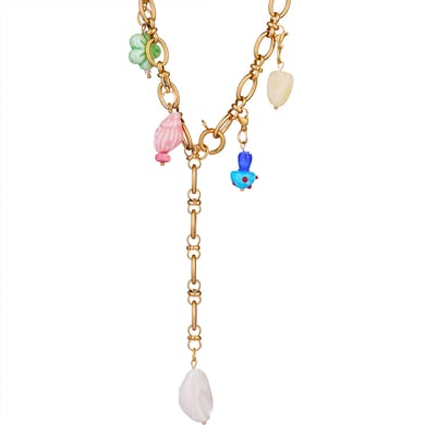 Oceanic Series Stainless Steel Gold Color Natural Stone Women's Pendant Necklaces h5 Picture6
