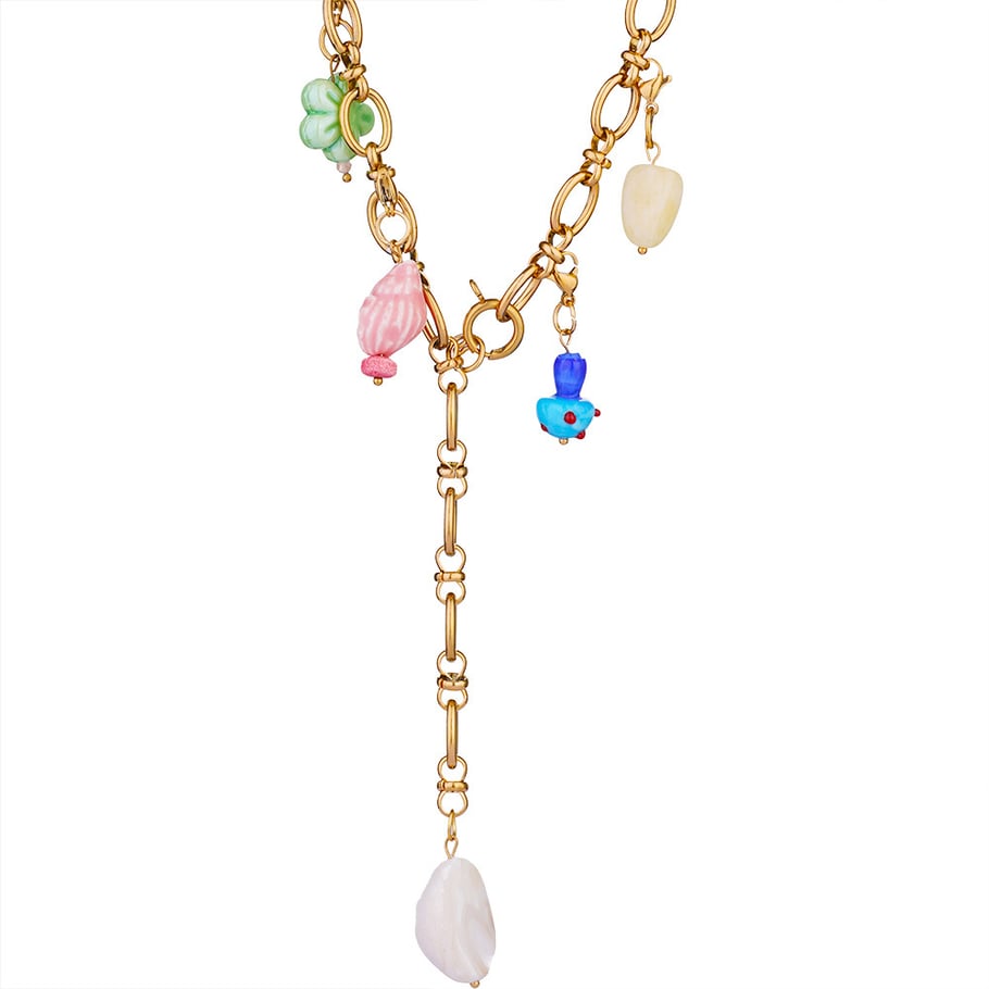 Oceanic Series Stainless Steel Gold Color Natural Stone Women's Pendant Necklaces Picture6