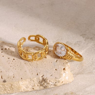 1 Piece Classic Geometric Stainless Steel Gold Color Women's Single Rings h5 Picture5