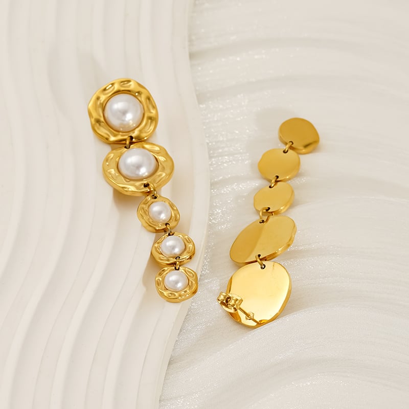 Orecchini pendenti in acciaio inossidabile color oro Immagine3