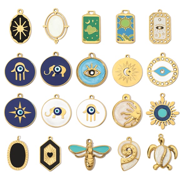 Eye Pattern Stainless Steel Gold Color Pendants 2