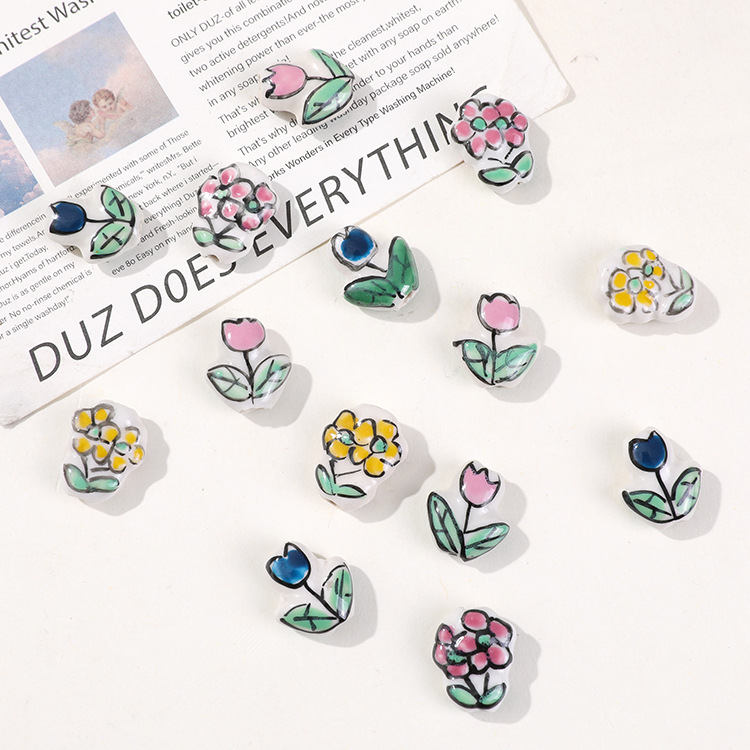 1 Piece Casual Series Flower Ceramics DIY Jewelry Beads Picture3