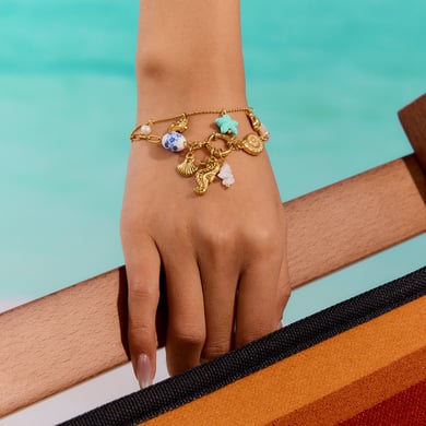 Ins Style Oceanic Stainless Steel Gold Color Charm Bracelets h5 Picture5