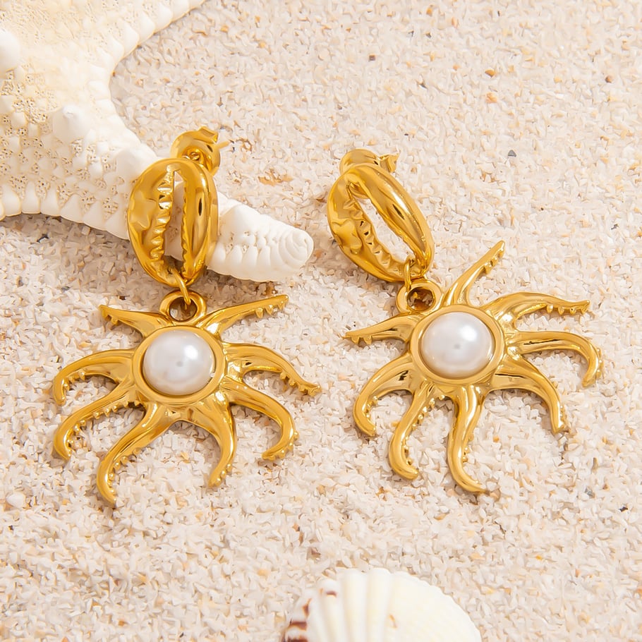 Octopus Stainless Steel Gold Color Drop Earrings Picture5