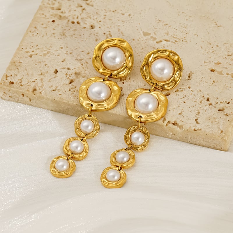 Orecchini pendenti in acciaio inossidabile color oro Immagine4