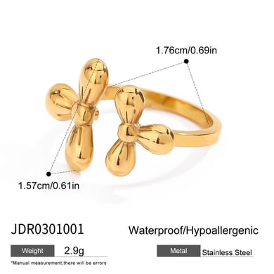 Flower Stainless Steel Gold Color Statement Rings h5 Picture2
