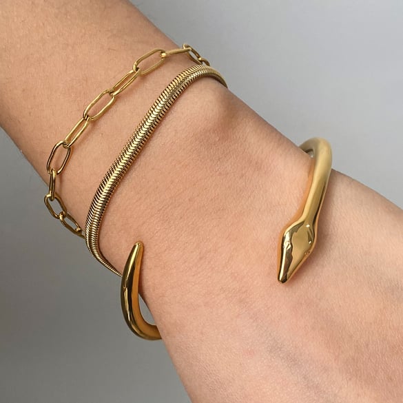 1 stuk Eenvoudige serie Rustige luxe stijl Dier roestvrij staal goudkleurige damesarmbanden 2