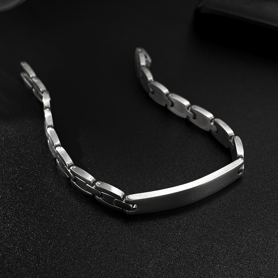 1 Piece Rugged Series Stylish Rectangular Stainless Steel Men's Bracelets Picture5