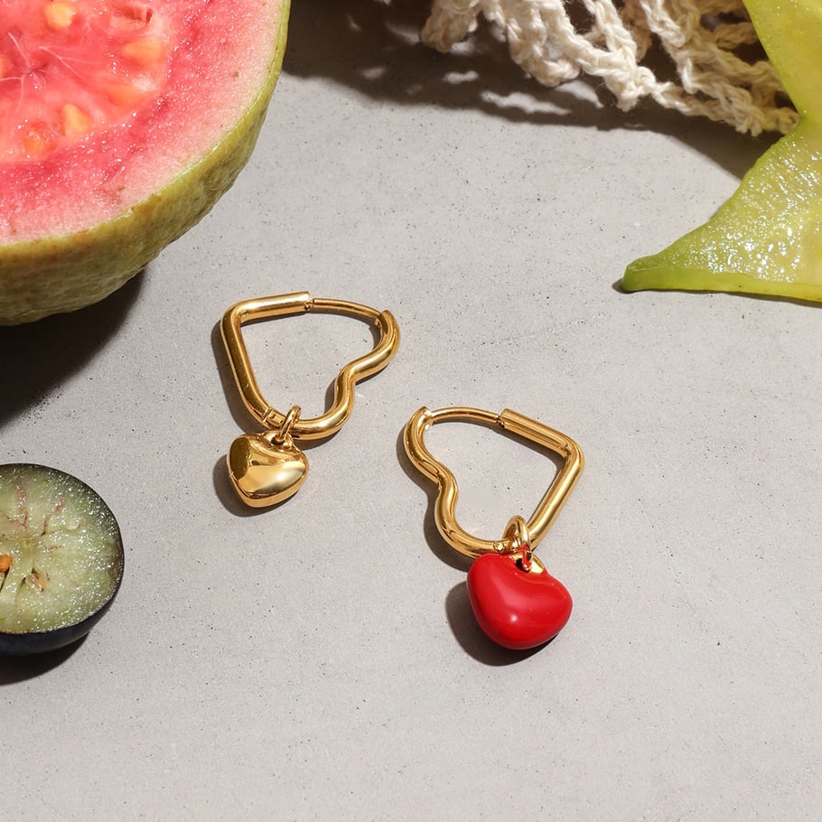 Ins Style Heart Stainless Steel Gold Color Drop Earrings Picture5