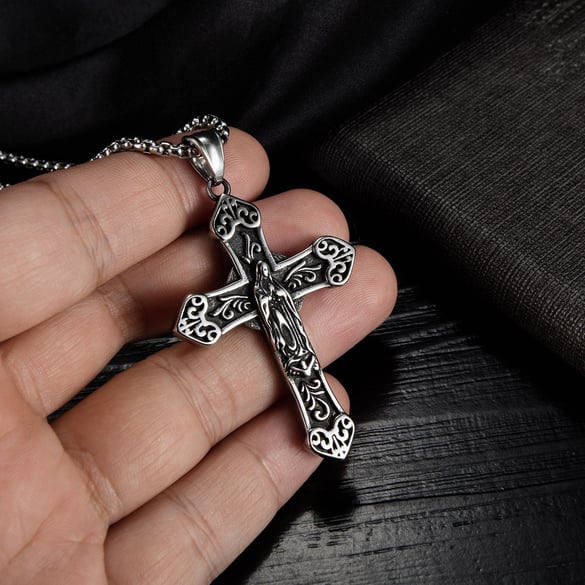 1 Piece Premium Cross Stainless Steel Men's Necklaces