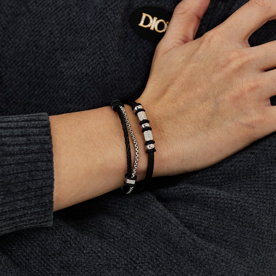 1 Piece Simple Series Sleek Punk Rectangular Stainless Steel Men's Bracelets Picture3